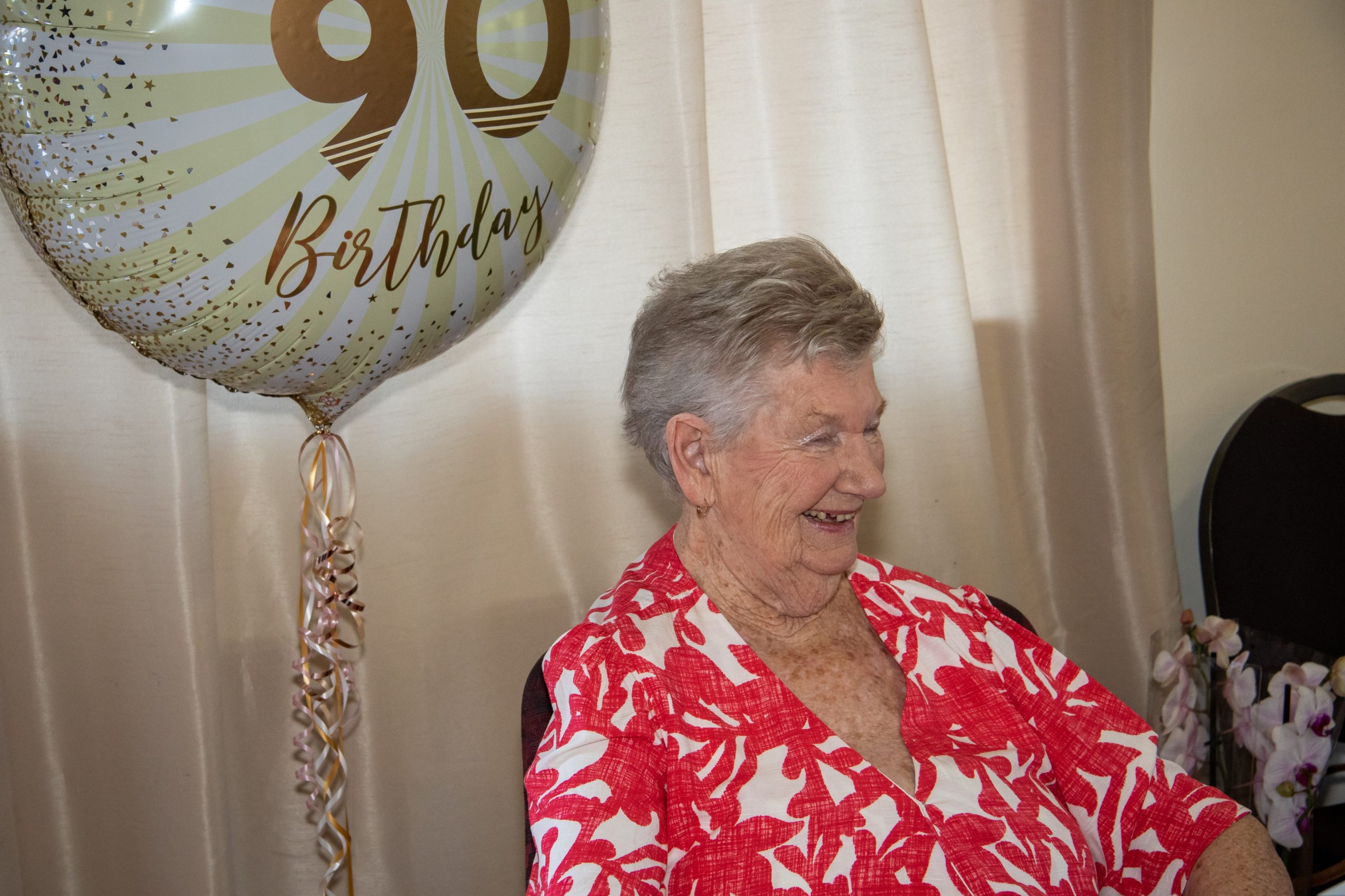 Jill enjoying herself at  her 90th birthday party