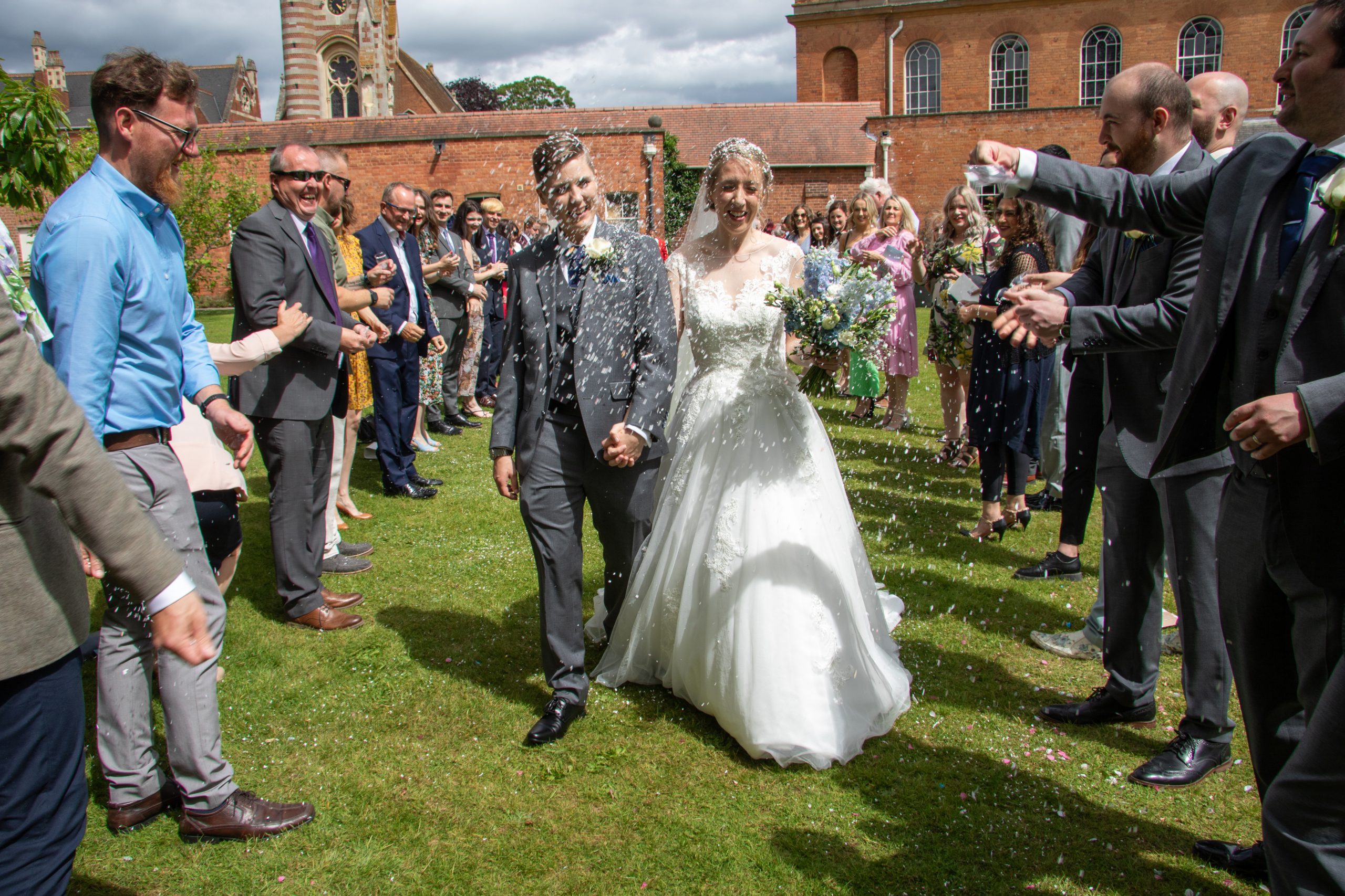 Izzy & Jules wedding confetti run